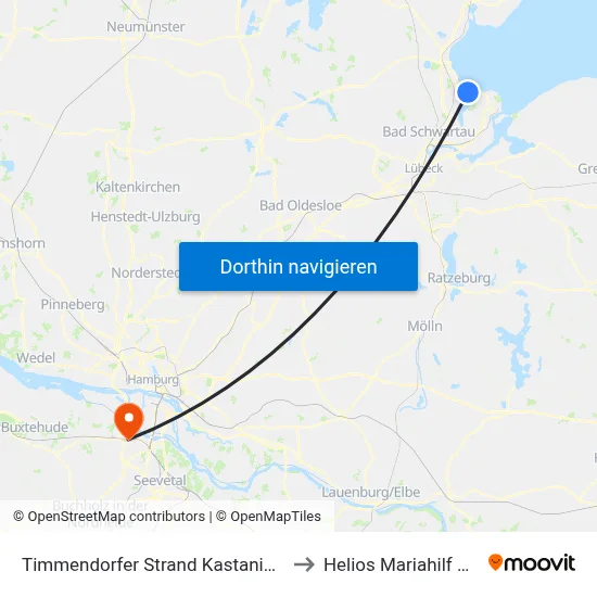 Timmendorfer Strand Kastanienallee to Helios Mariahilf Klinik map