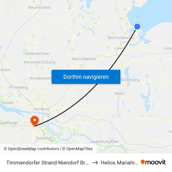 Timmendorfer Strand-Niendorf Brodtener Straße to Helios Mariahilf Klinik map