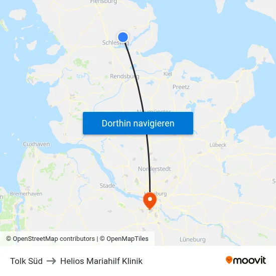 Tolk Süd to Helios Mariahilf Klinik map