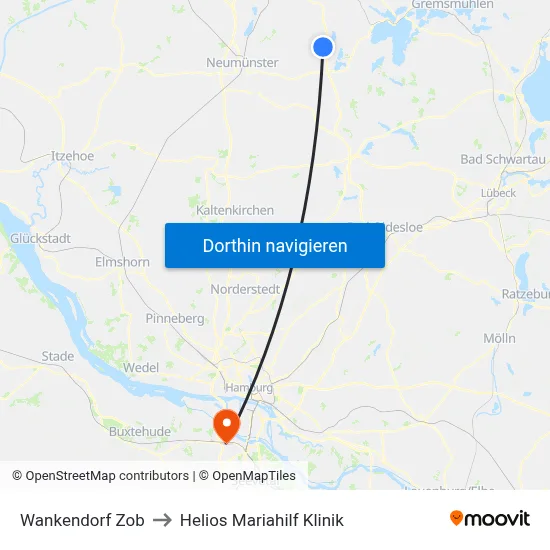 Wankendorf Zob to Helios Mariahilf Klinik map