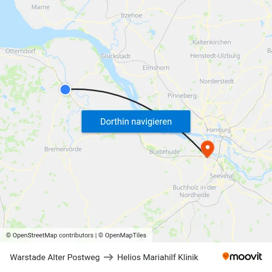 Warstade Alter Postweg to Helios Mariahilf Klinik map