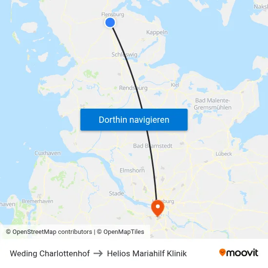 Weding Charlottenhof to Helios Mariahilf Klinik map