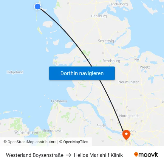 Westerland Boysenstraße to Helios Mariahilf Klinik map