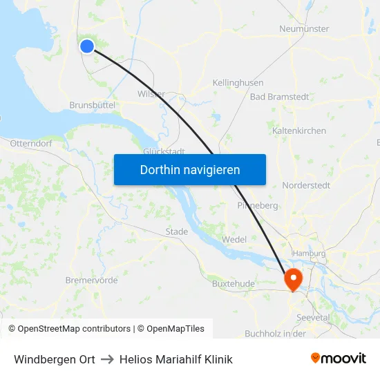 Windbergen Ort to Helios Mariahilf Klinik map