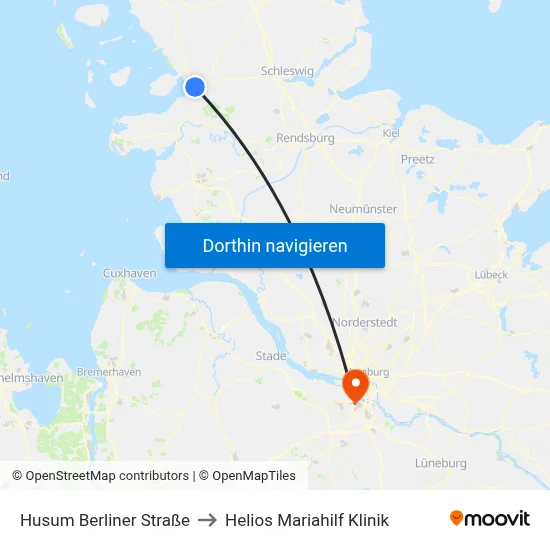 Husum Berliner Straße to Helios Mariahilf Klinik map