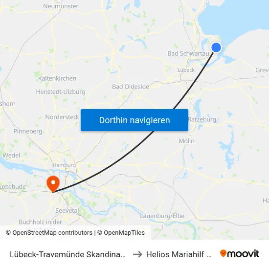 Lübeck-Travemünde Skandinavienkai to Helios Mariahilf Klinik map
