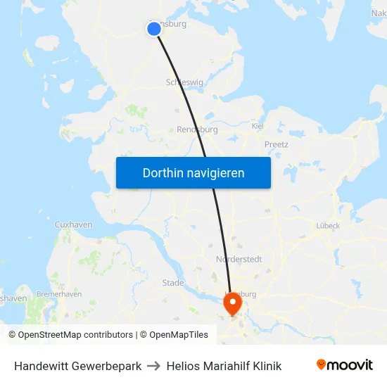 Handewitt Gewerbepark to Helios Mariahilf Klinik map