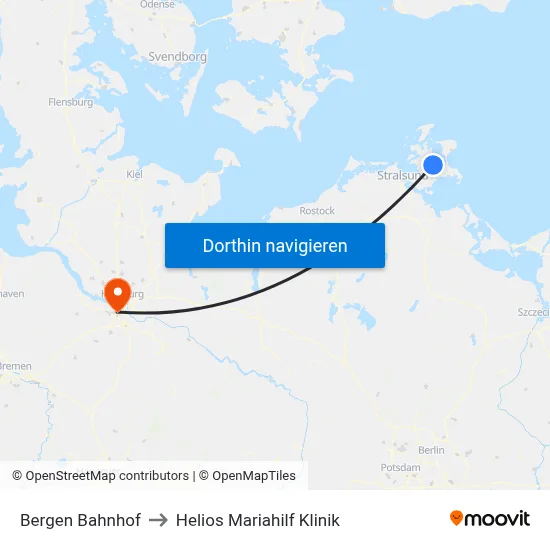 Bergen Bahnhof to Helios Mariahilf Klinik map