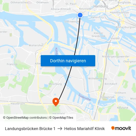 Landungsbrücken Brücke 1 to Helios Mariahilf Klinik map