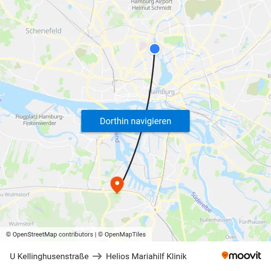 U Kellinghusenstraße to Helios Mariahilf Klinik map