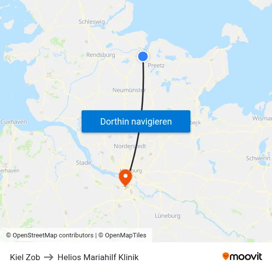 Kiel Zob to Helios Mariahilf Klinik map