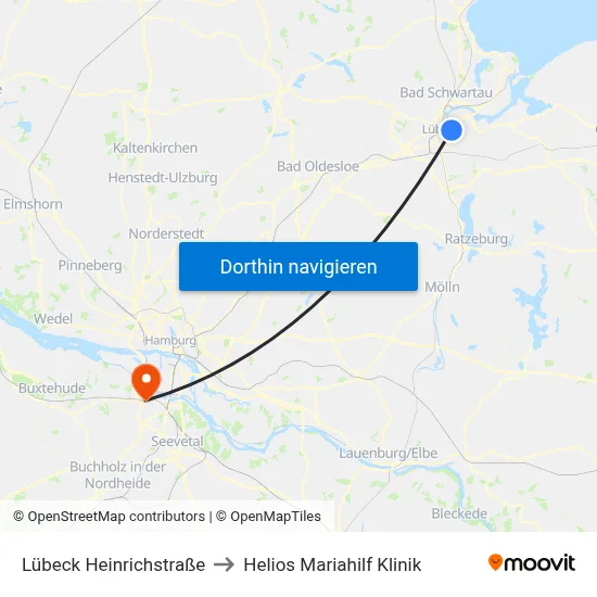 Lübeck Heinrichstraße to Helios Mariahilf Klinik map