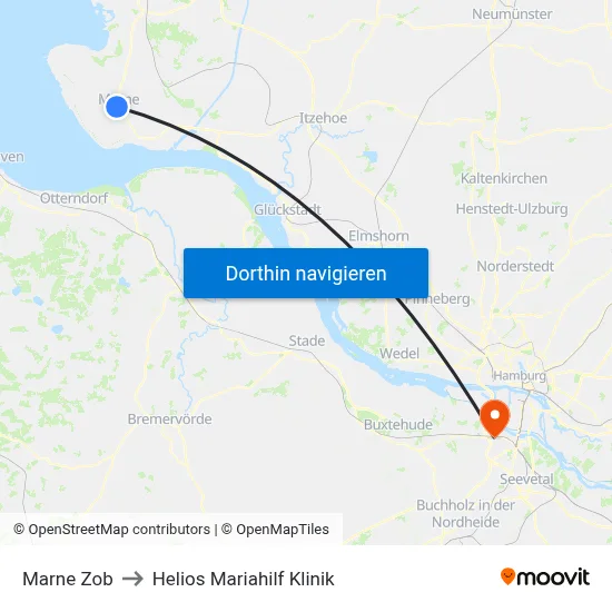 Marne Zob to Helios Mariahilf Klinik map