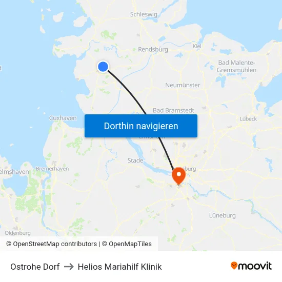 Ostrohe Dorf to Helios Mariahilf Klinik map