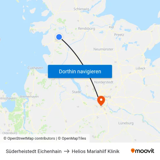 Süderheistedt Eichenhain to Helios Mariahilf Klinik map