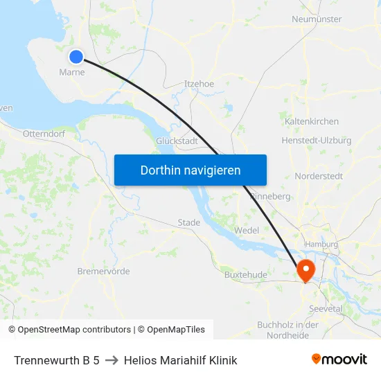 Trennewurth B 5 to Helios Mariahilf Klinik map