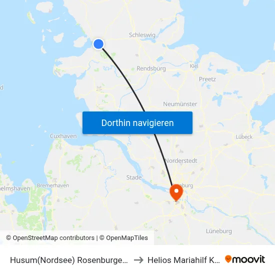 Husum(Nordsee) Rosenburger Weg to Helios Mariahilf Klinik map