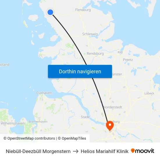 Niebüll-Deezbüll Morgenstern to Helios Mariahilf Klinik map