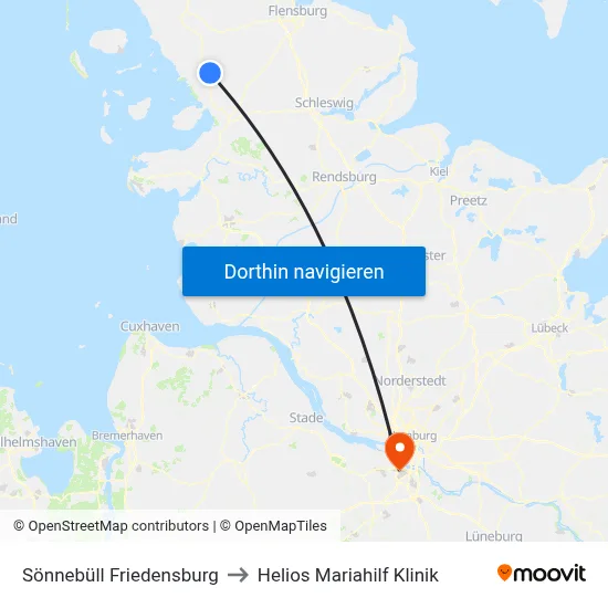 Sönnebüll Friedensburg to Helios Mariahilf Klinik map