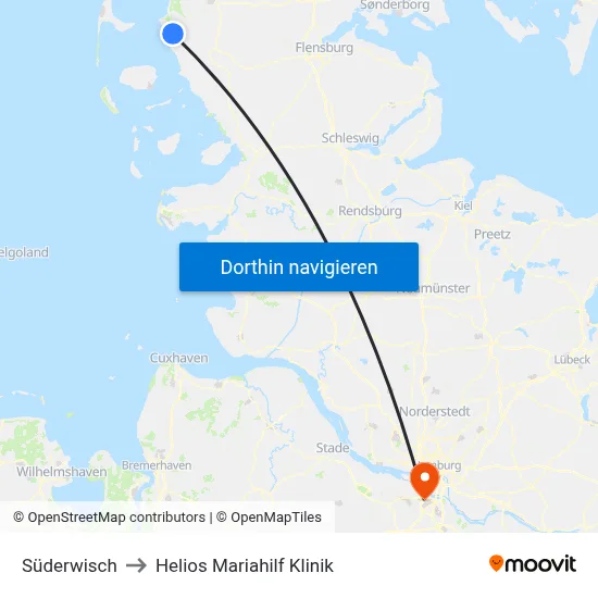 Süderwisch to Helios Mariahilf Klinik map