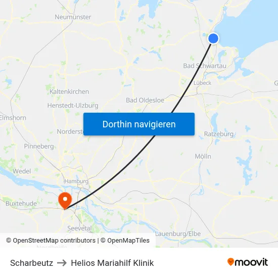 Scharbeutz to Helios Mariahilf Klinik map