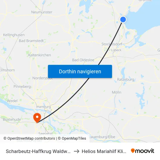 Scharbeutz-Haffkrug Waldweg to Helios Mariahilf Klinik map