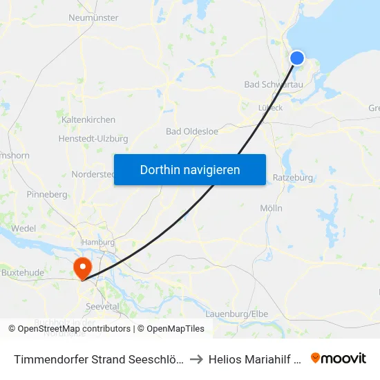 Timmendorfer Strand Seeschlösschen to Helios Mariahilf Klinik map