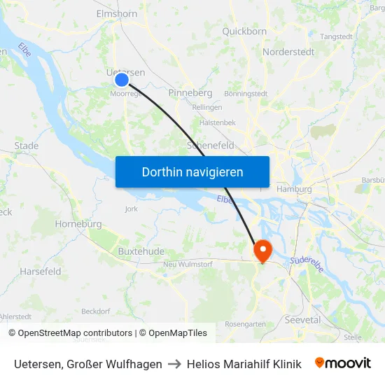 Uetersen, Großer Wulfhagen to Helios Mariahilf Klinik map
