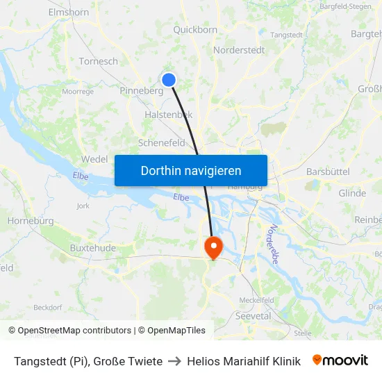 Tangstedt (Pi), Große Twiete to Helios Mariahilf Klinik map