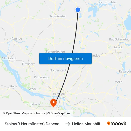 Stolpe(B Neumünster) Depenauer Weg to Helios Mariahilf Klinik map