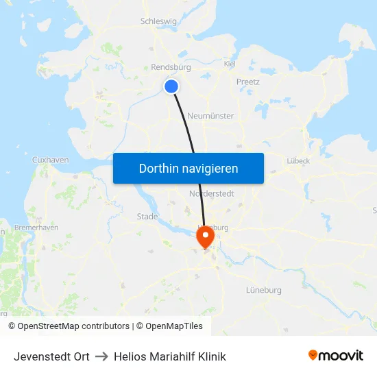 Jevenstedt Ort to Helios Mariahilf Klinik map