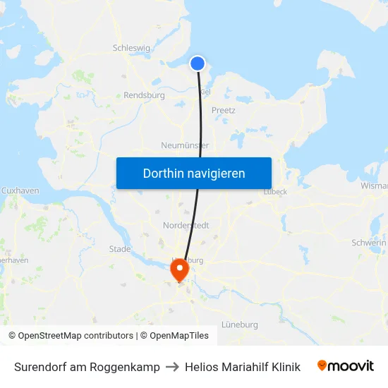 Surendorf am Roggenkamp to Helios Mariahilf Klinik map