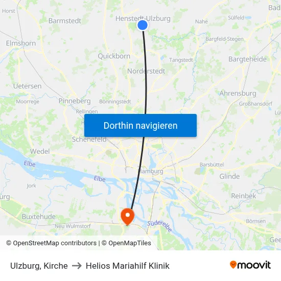 Ulzburg, Kirche to Helios Mariahilf Klinik map