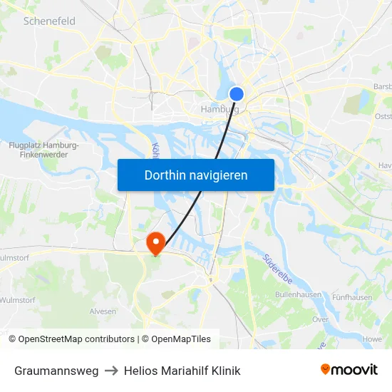 Graumannsweg to Helios Mariahilf Klinik map