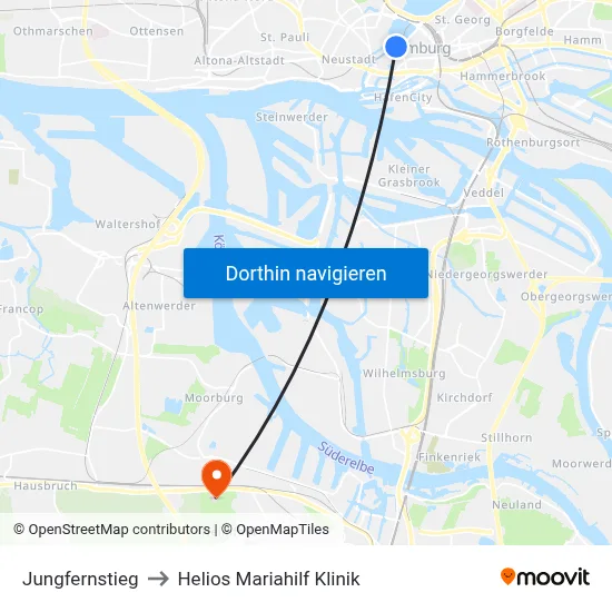 Jungfernstieg to Helios Mariahilf Klinik map