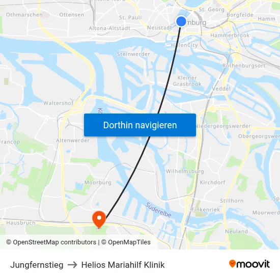 Jungfernstieg to Helios Mariahilf Klinik map