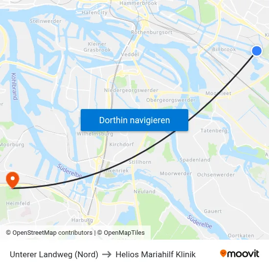 Unterer Landweg (Nord) to Helios Mariahilf Klinik map