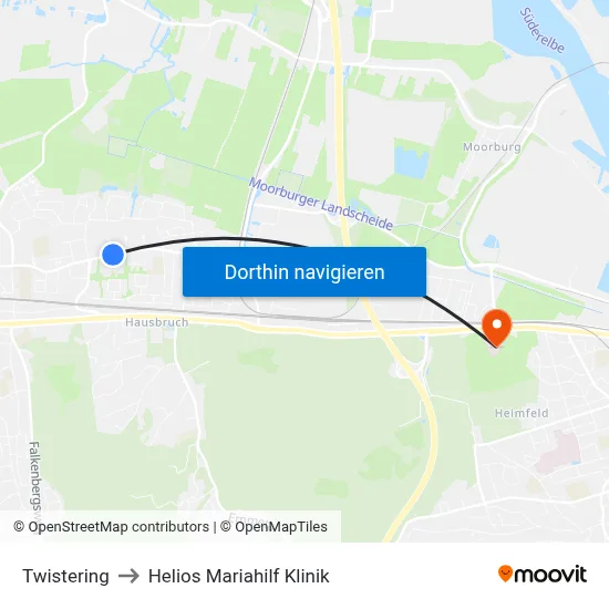 Twistering to Helios Mariahilf Klinik map