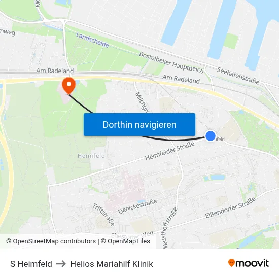 S Heimfeld to Helios Mariahilf Klinik map