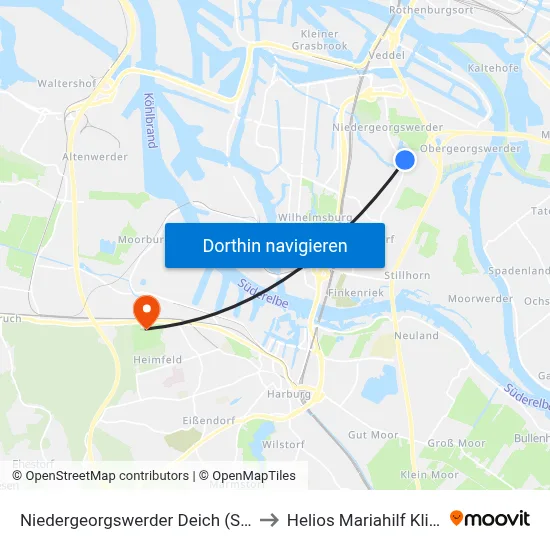Niedergeorgswerder Deich (Süd) to Helios Mariahilf Klinik map