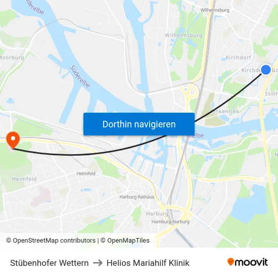 Stübenhofer Wettern to Helios Mariahilf Klinik map