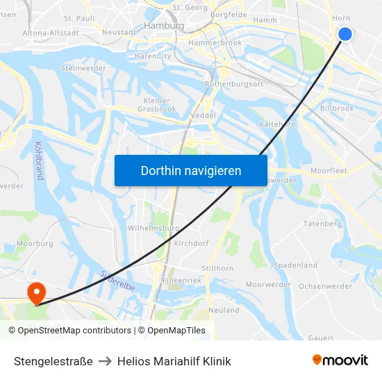 Stengelestraße to Helios Mariahilf Klinik map