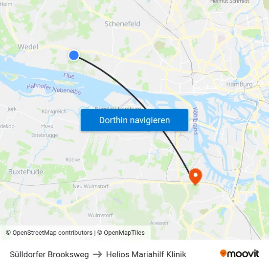 Sülldorfer Brooksweg to Helios Mariahilf Klinik map