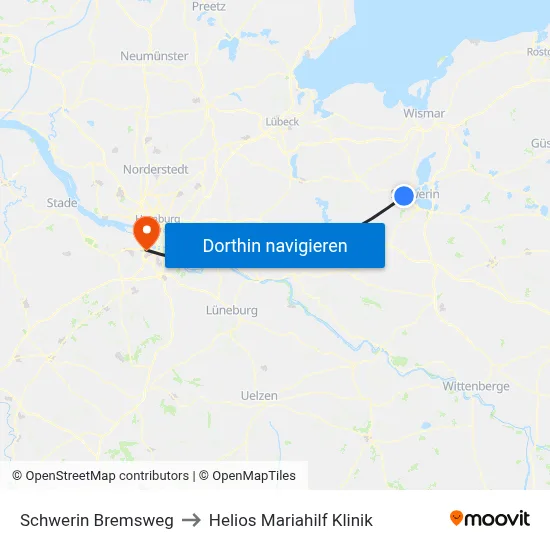 Schwerin Bremsweg to Helios Mariahilf Klinik map