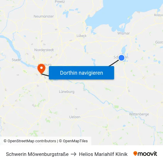 Schwerin Möwenburgstraße to Helios Mariahilf Klinik map