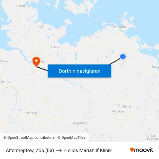 Altentreptow, Zob (Ea) to Helios Mariahilf Klinik map