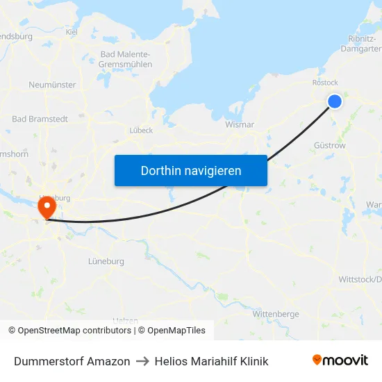 Dummerstorf Amazon to Helios Mariahilf Klinik map