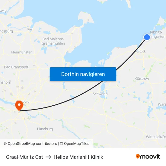 Graal-Müritz Ost to Helios Mariahilf Klinik map