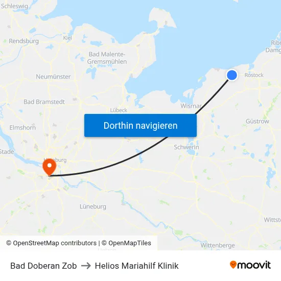 Bad Doberan Zob to Helios Mariahilf Klinik map