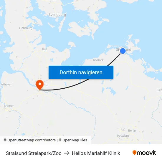 Stralsund Strelapark/Zoo to Helios Mariahilf Klinik map